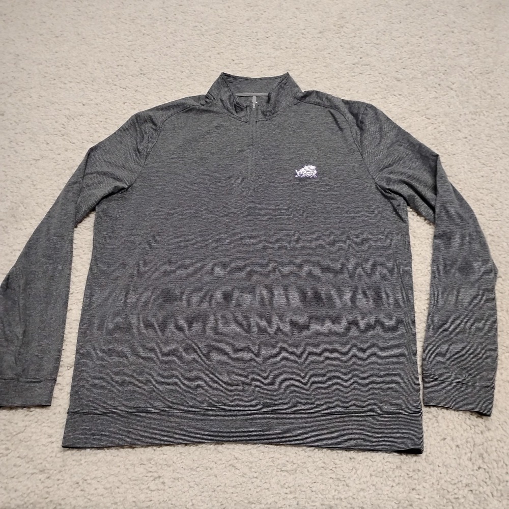 TCU Horned Frogs Johnnie O Pullover Mens Large Gray NCAA Golf 1/4 Zip Preppy
